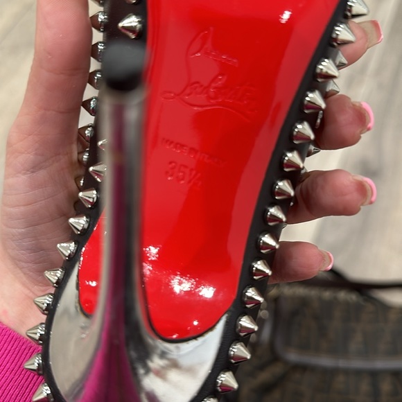 CHRISTIAN LOUBOUTIN DORISPIKY 100 KID/SPECCHIO HEEL 35.5 5.5 BLACK/SILVER - Picture 8 of 8
